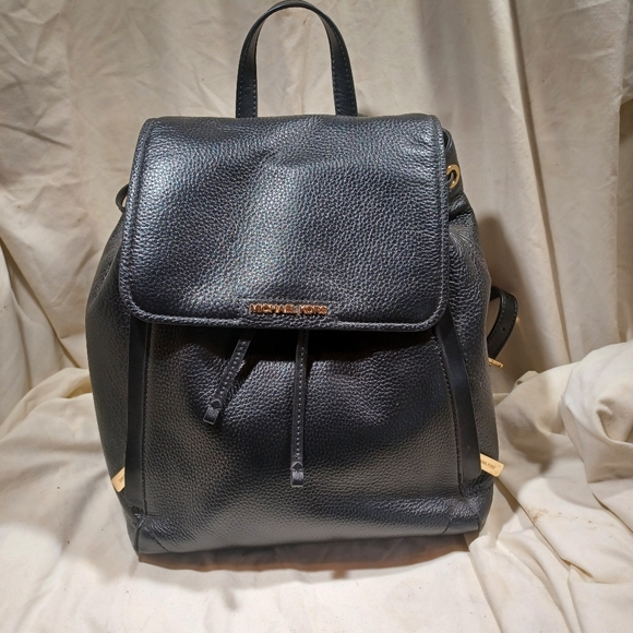 Michael Kors Black Pebbled Leather Backpack - Picture 1 of 11